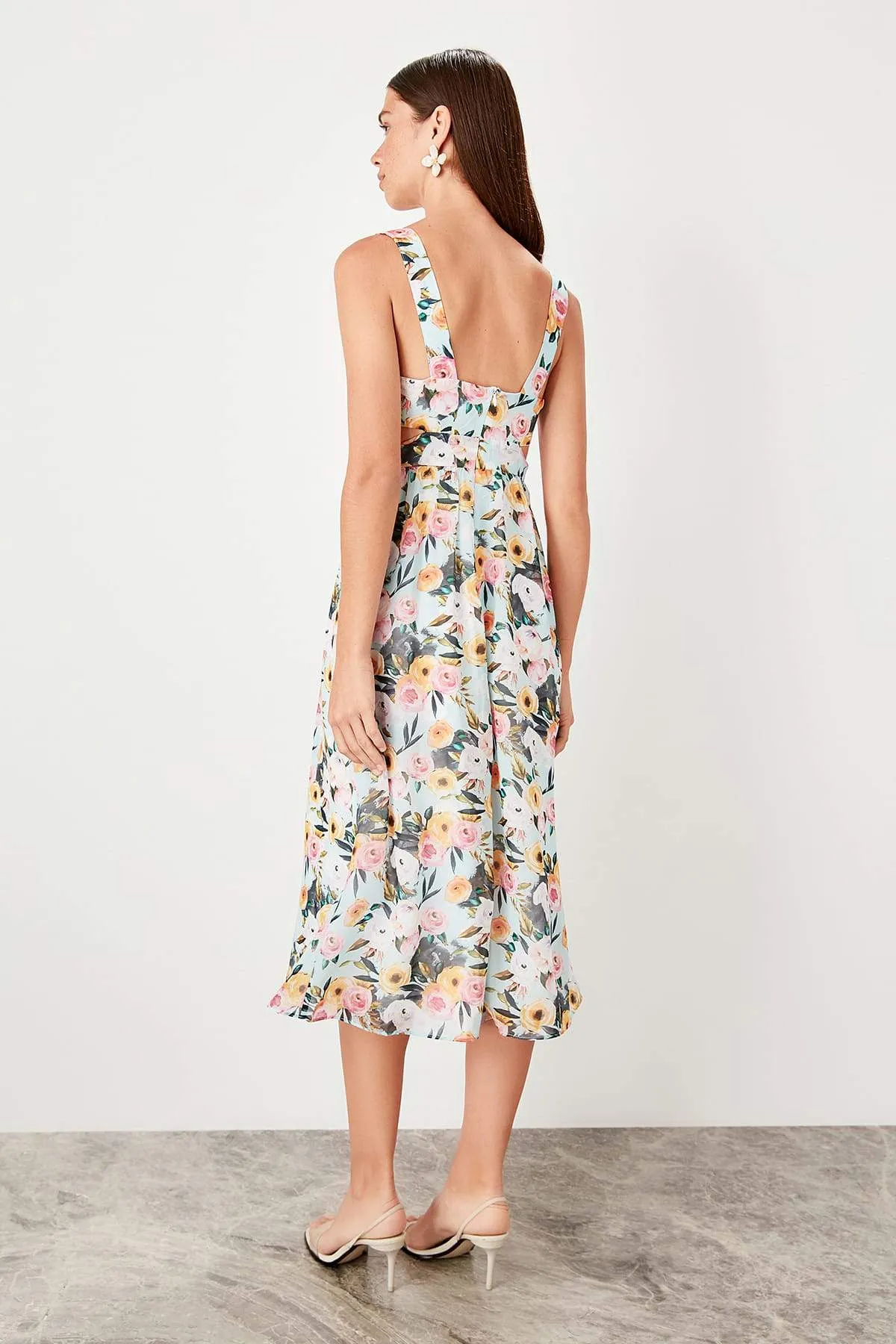11526 Mint Floral Cutout Dress