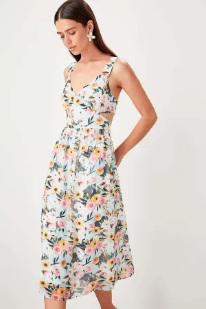 11526 Mint Floral Cutout Dress
