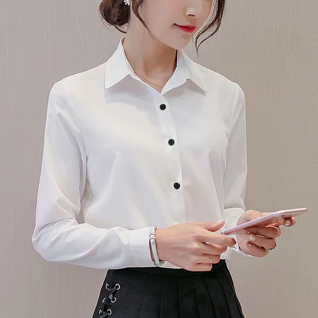 2021 BIBOYAMALL  Blouse Women Chiffon Office Casual Long Sleeve Sizes S -2XL