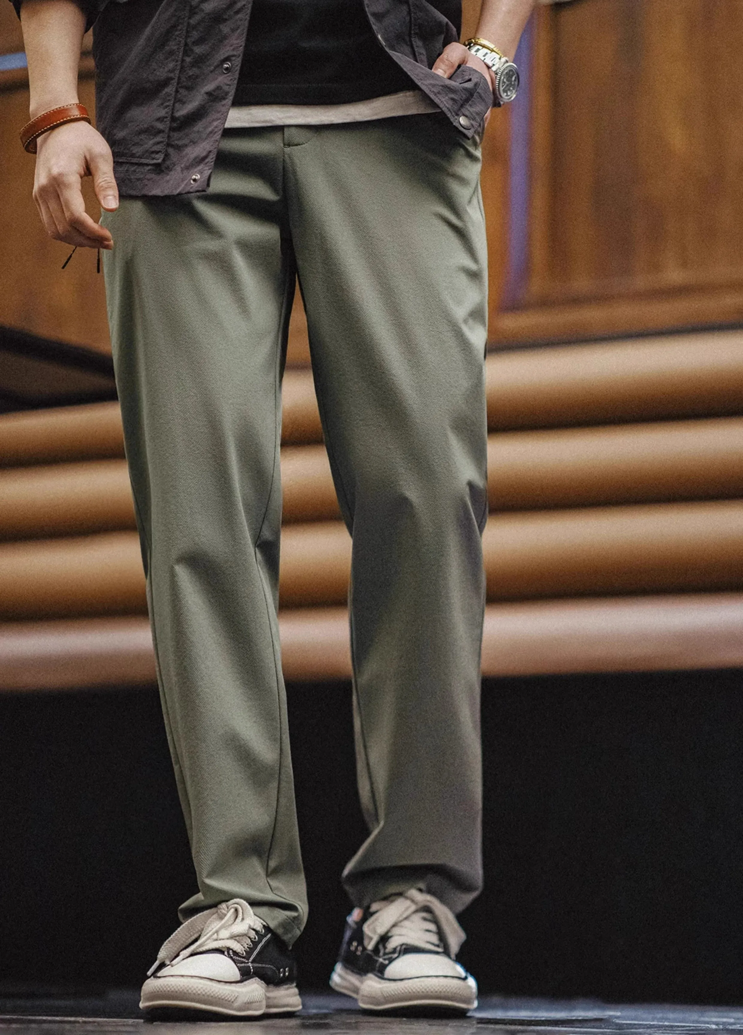 American Retro Four-Way Stretch Twill Multi-Pocket Men's Trousers