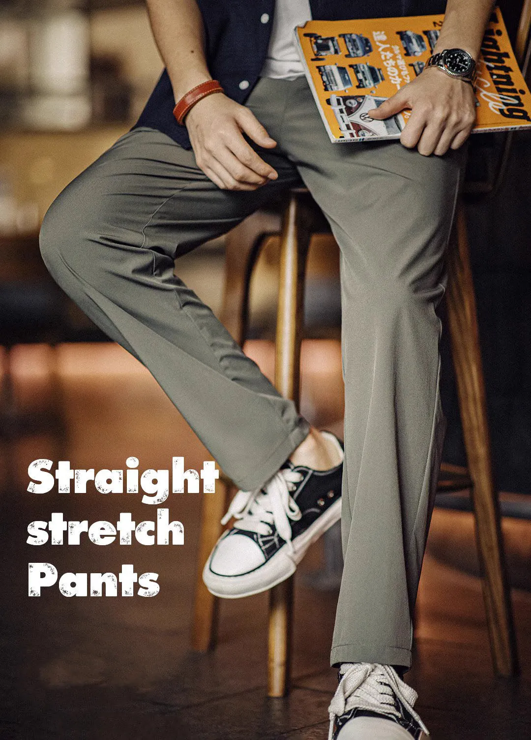 American Retro Four-Way Stretch Twill Multi-Pocket Men's Trousers