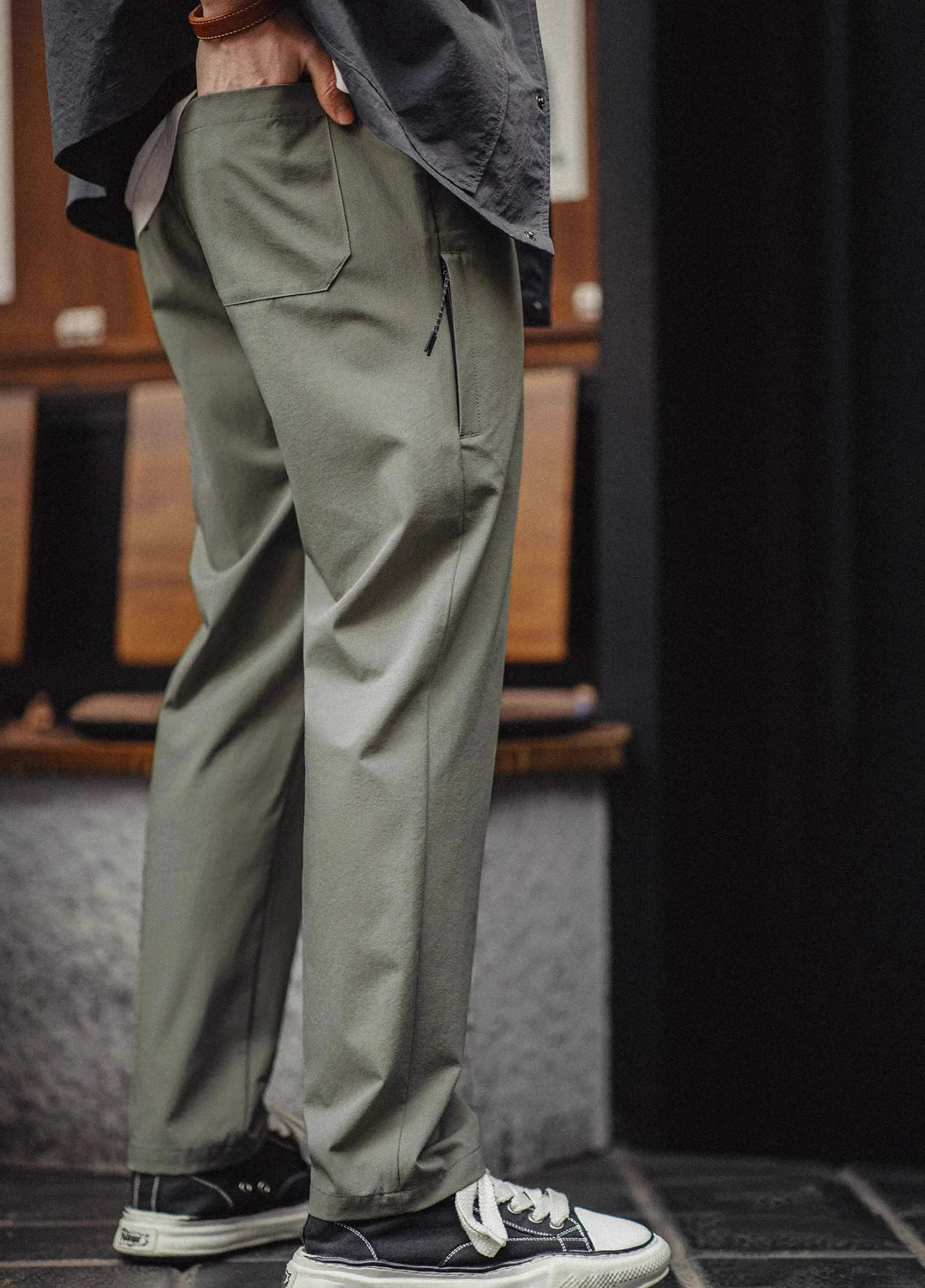 American Retro Four-Way Stretch Twill Multi-Pocket Men's Trousers