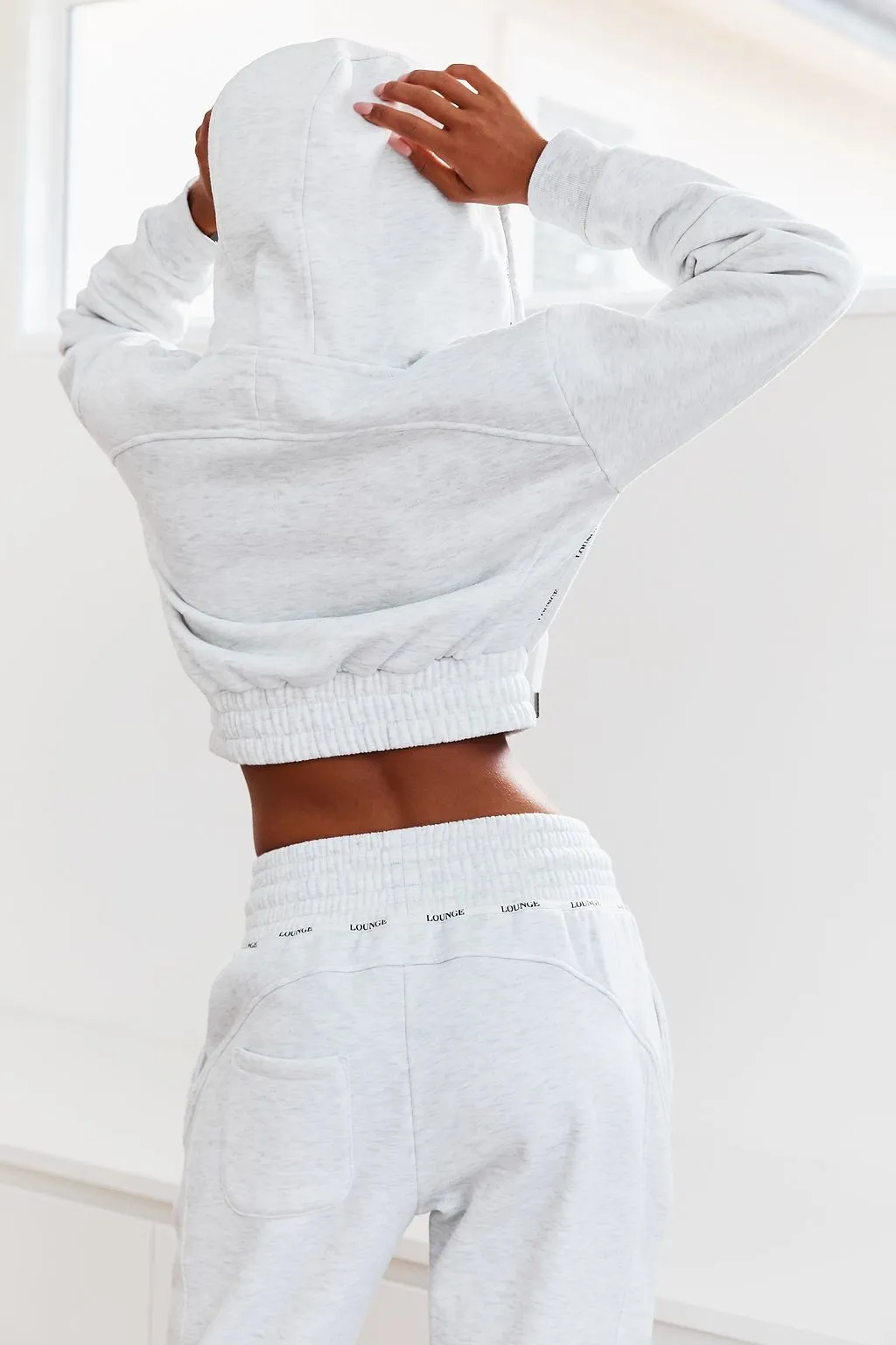 Ash White Zip up Scrunchie Hoody