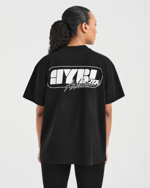 Athletics Retro Oversized T Shirt  - Black