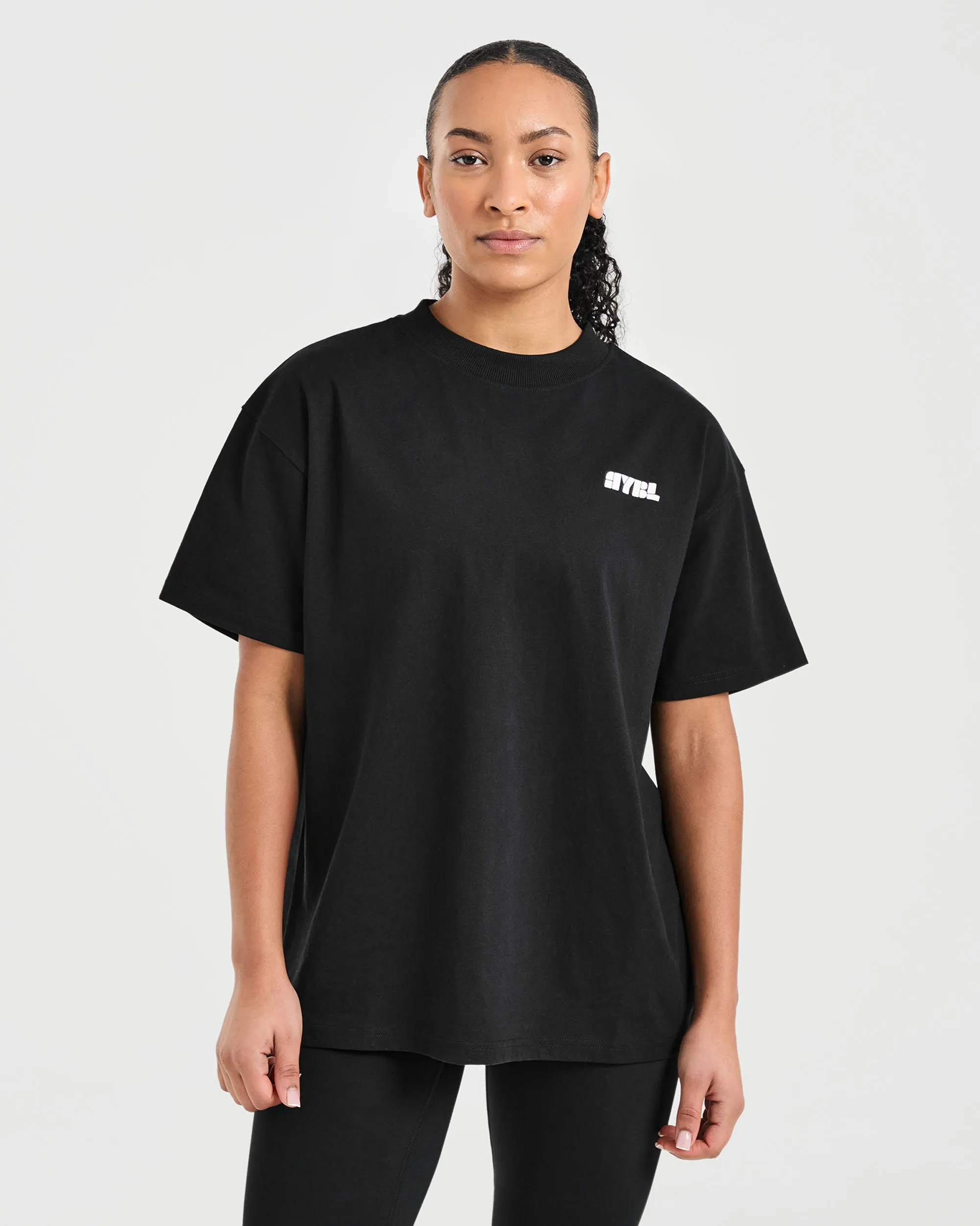 Athletics Retro Oversized T Shirt  - Black