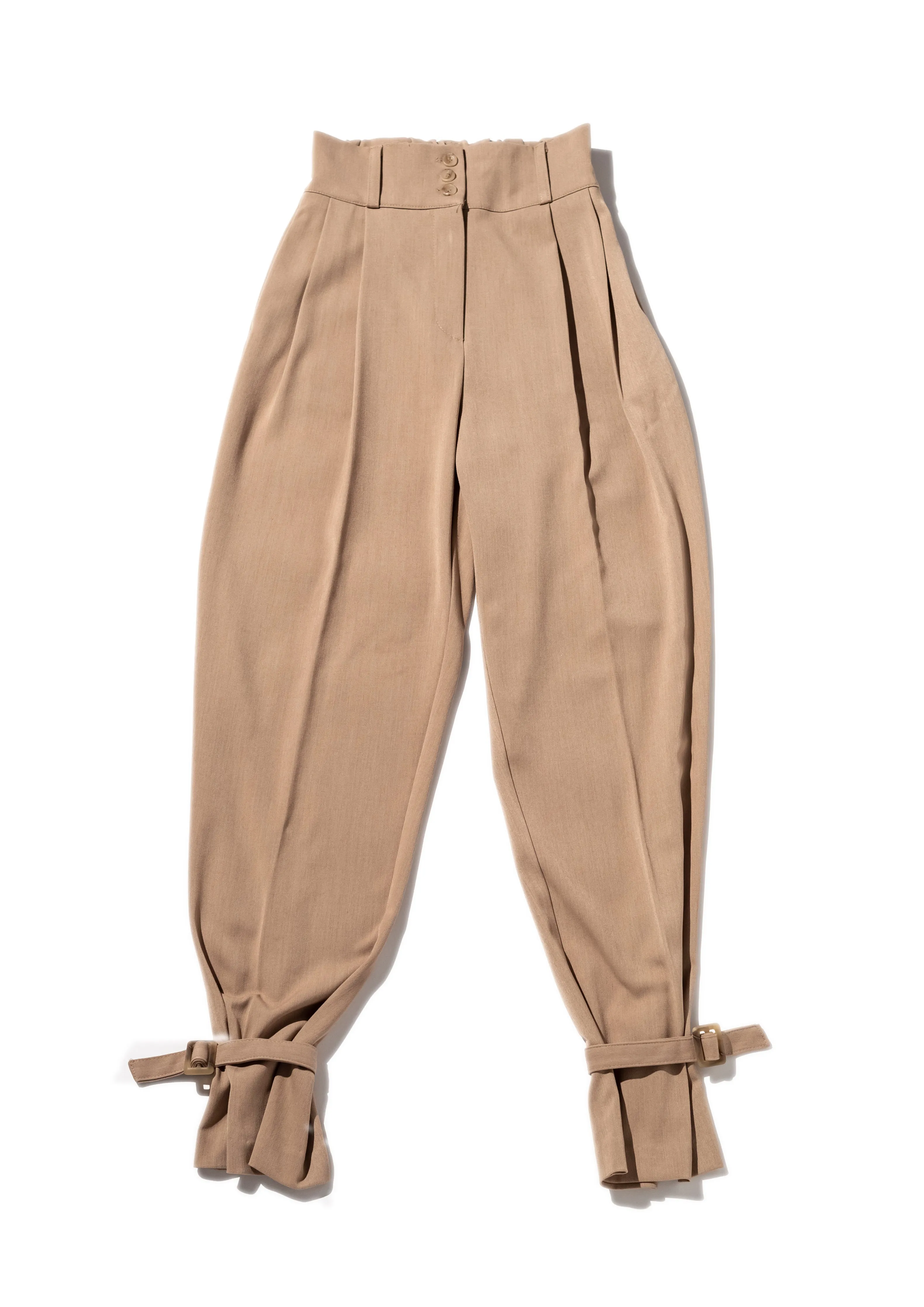 Beige Ankle Strap Pants