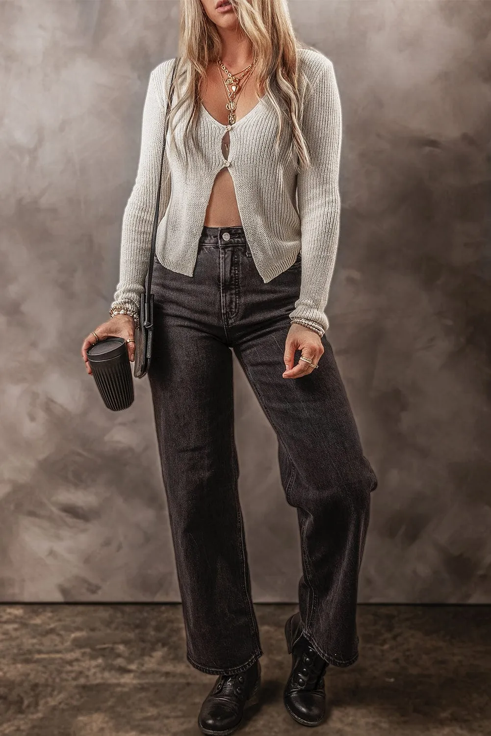 Beige Knit Cardigan