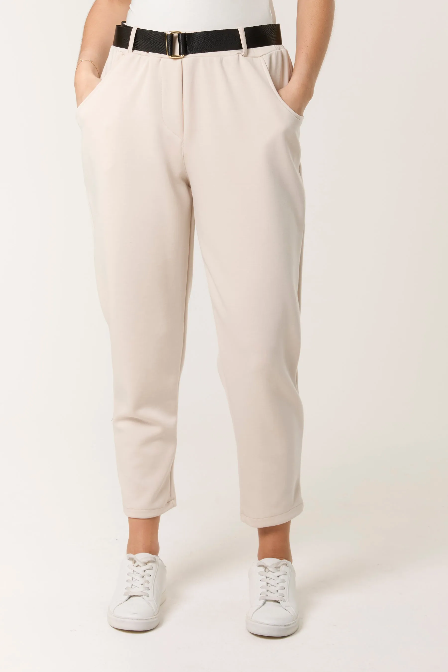 Belted High Waisted Soft Touch Trousers
