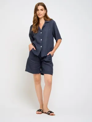 Bermuda Linen Short - Midnight Navy