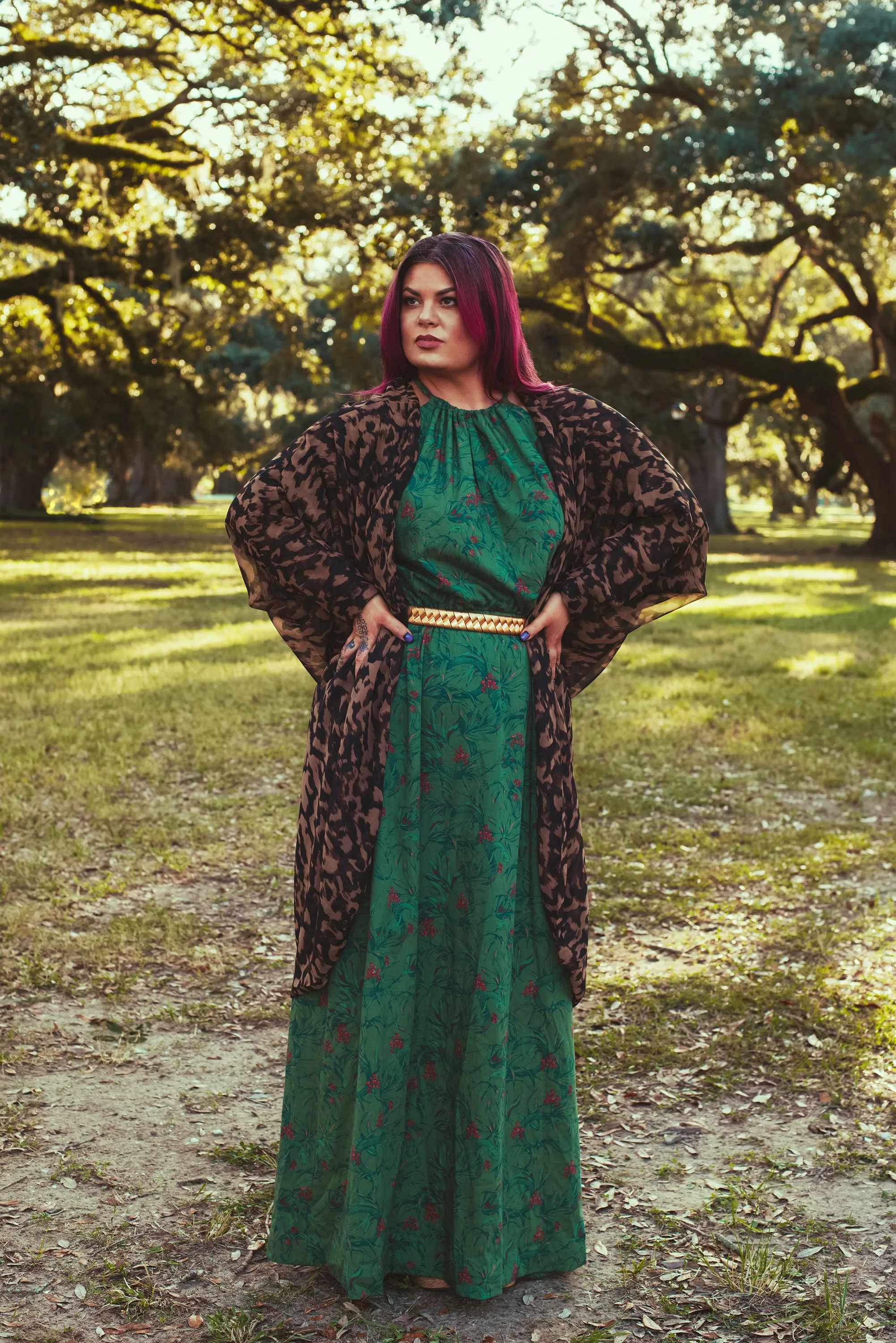 Bianca Dress in Green Snakes