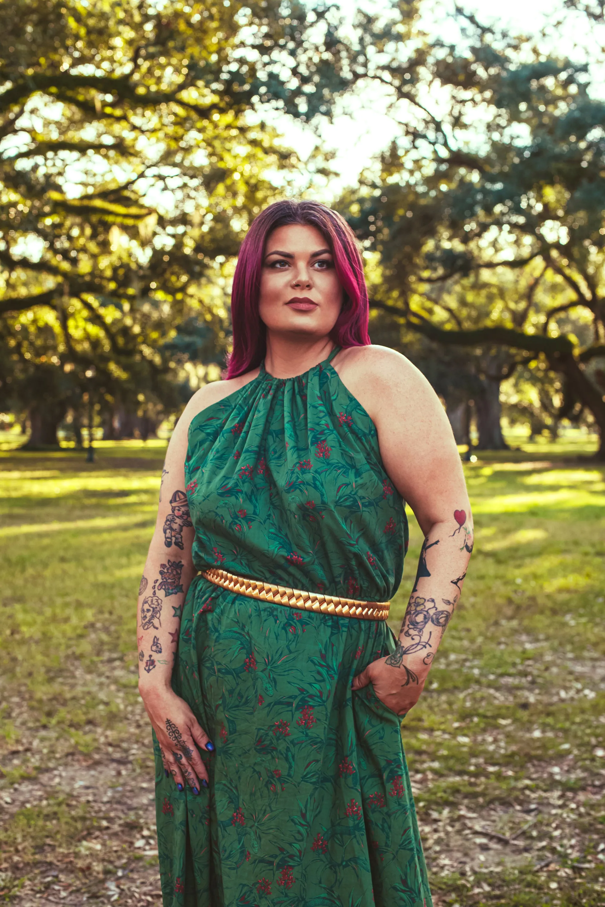 Bianca Dress in Green Snakes