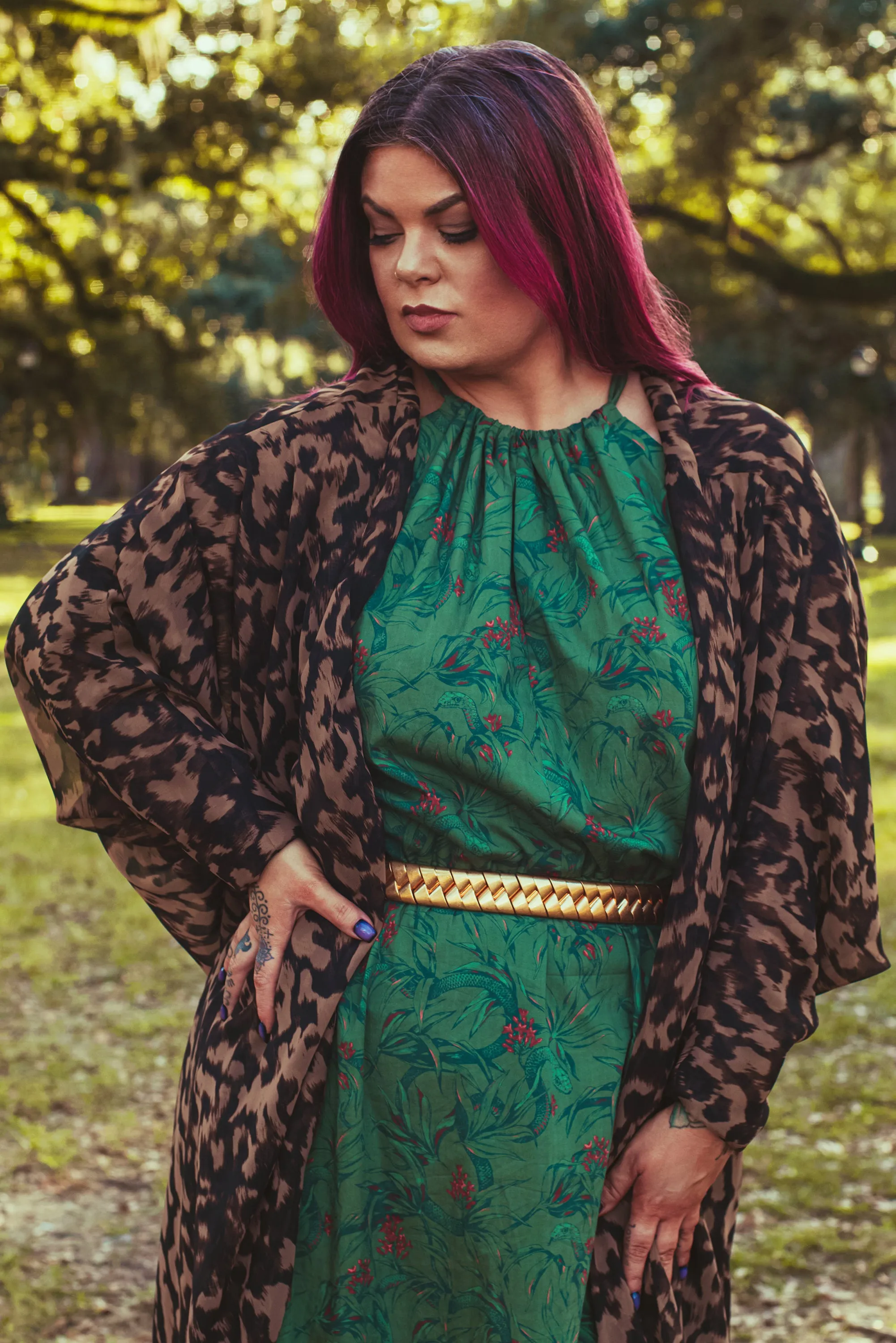 Bianca Dress in Green Snakes