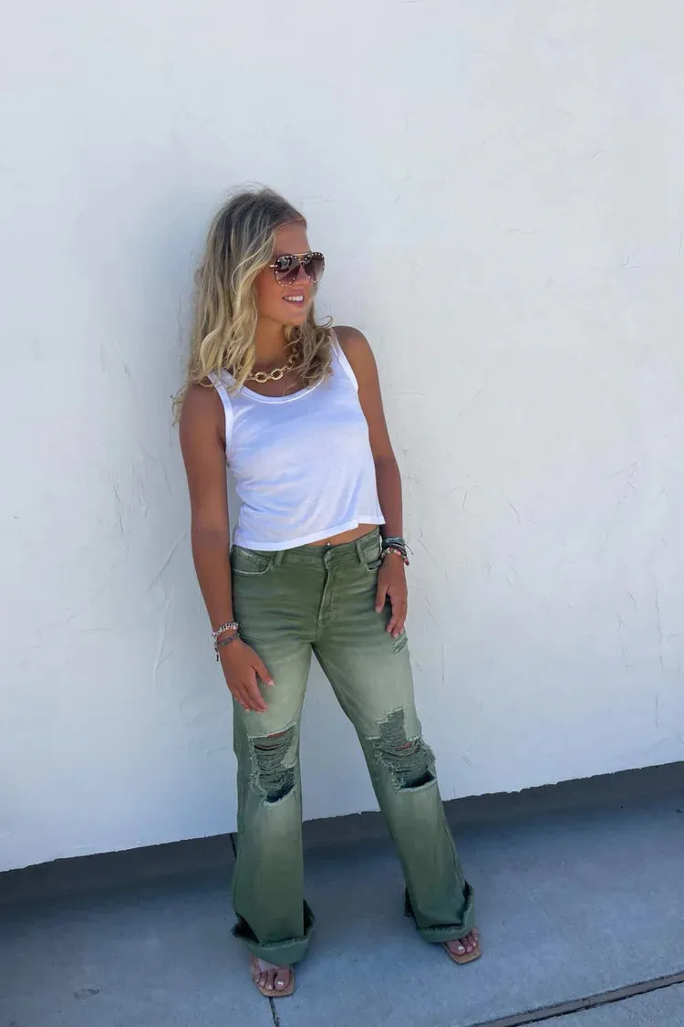 Blakeley Distressed Colored Denim