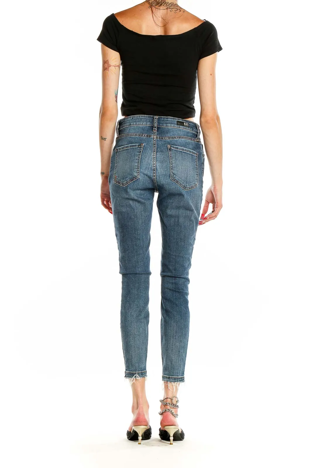 Blue Distressed Ankle Skinny Jeans