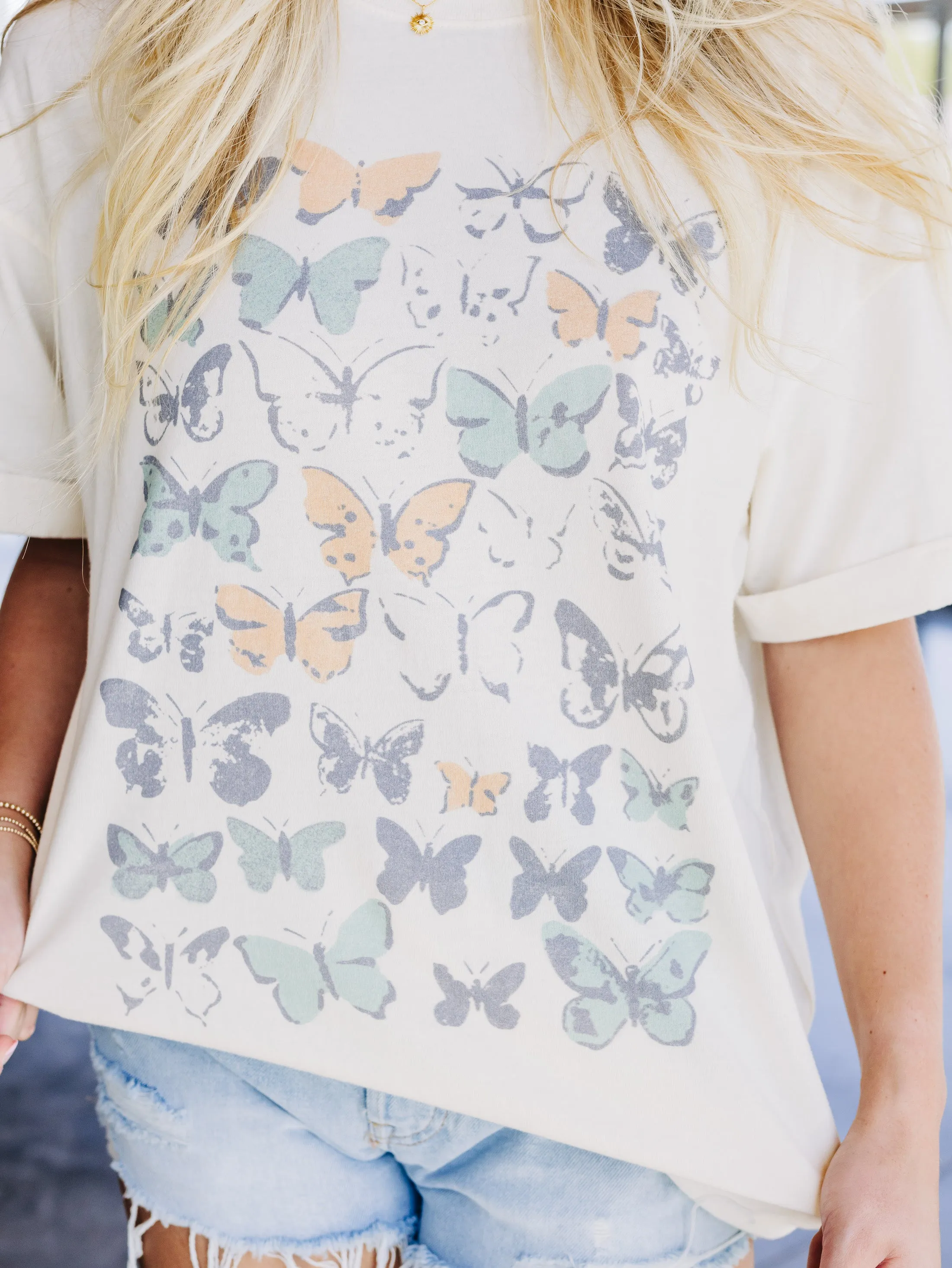Butterfly Chart Off White Tee Dress