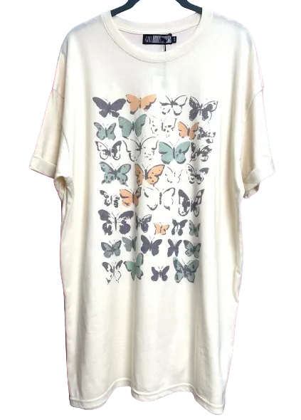 Butterfly Chart Off White Tee Dress