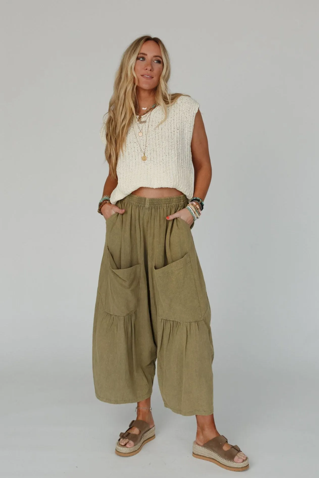 Country Mile Wide Leg Pants - Olive