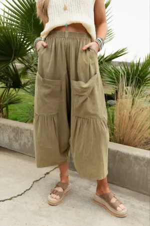 Country Mile Wide Leg Pants - Olive