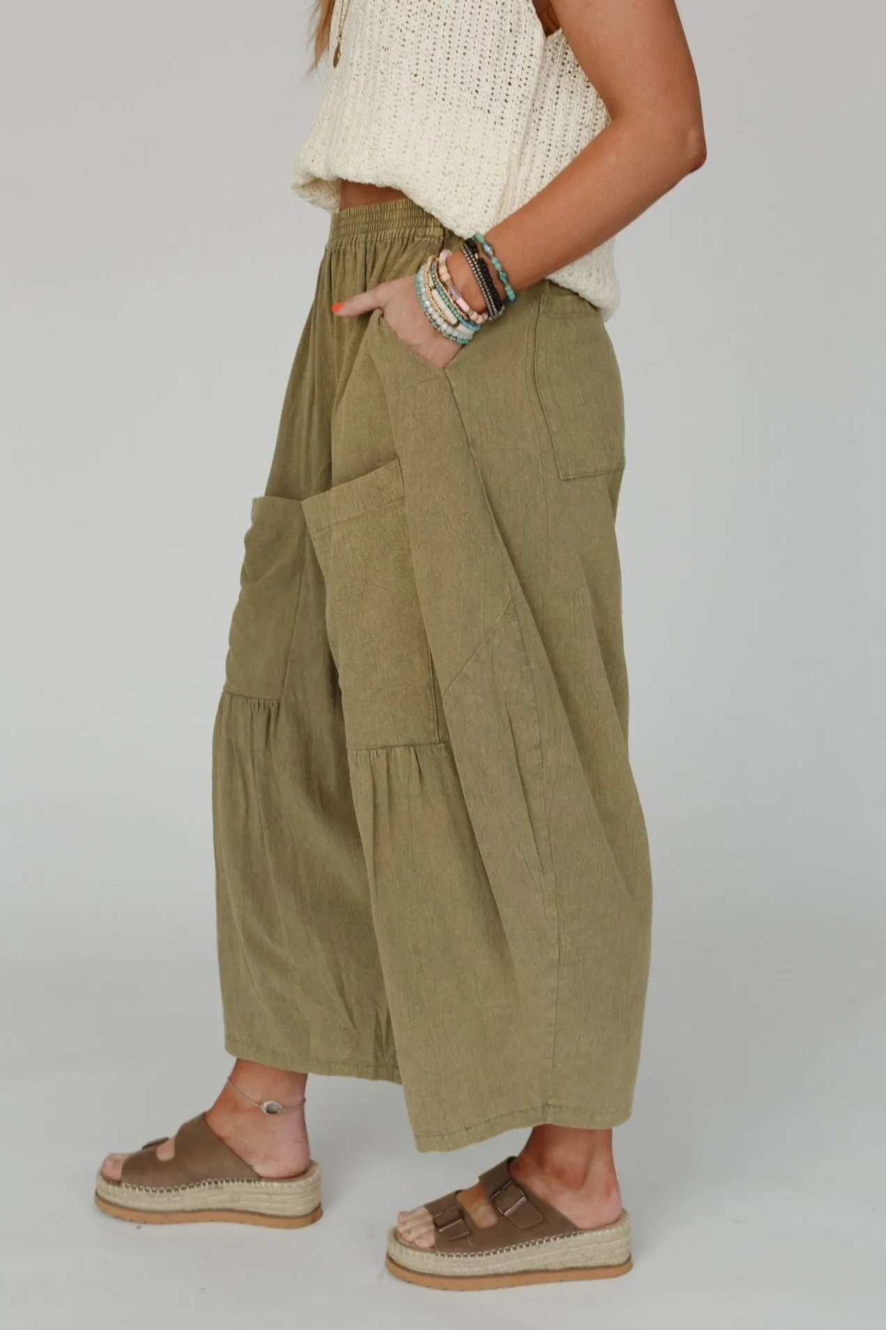 Country Mile Wide Leg Pants - Olive