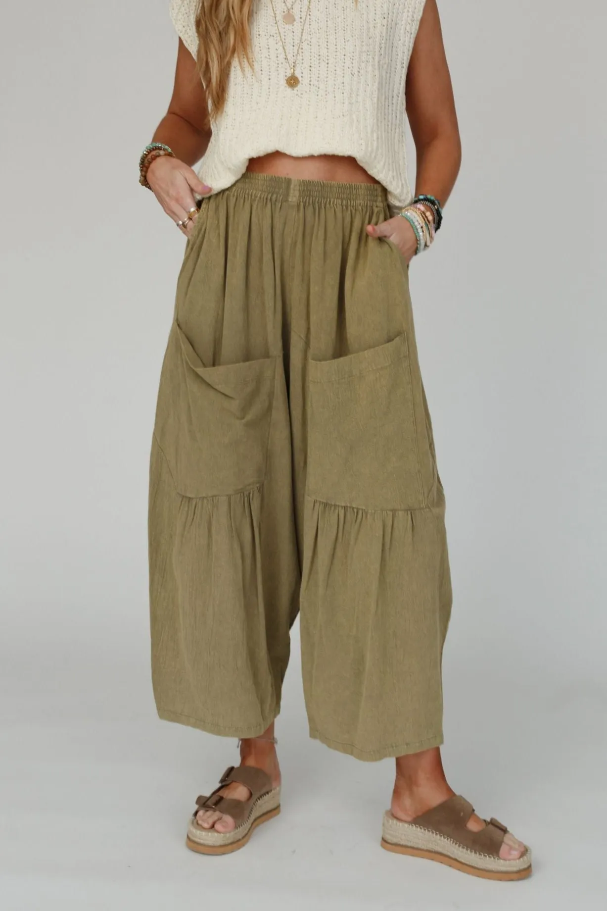 Country Mile Wide Leg Pants - Olive