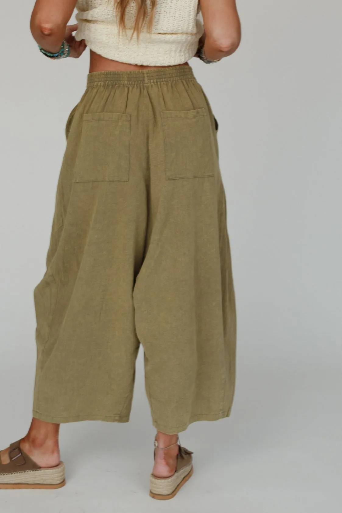 Country Mile Wide Leg Pants - Olive