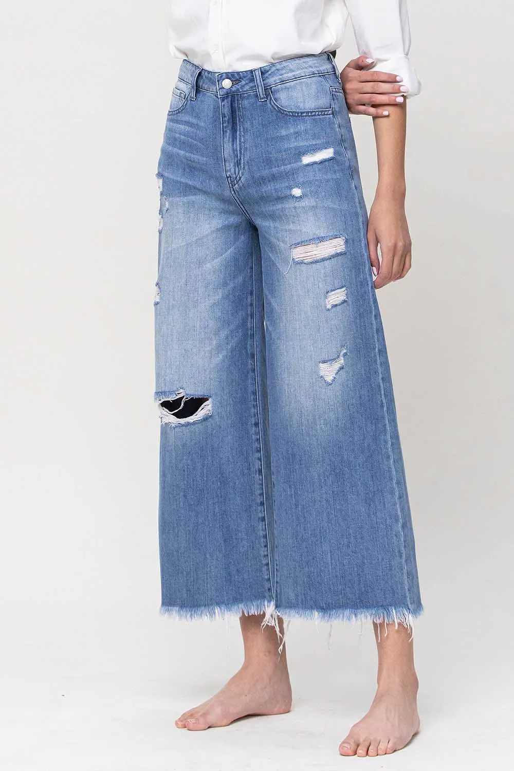 Dixie Super High Rise Crop Frayed Hem Jeans