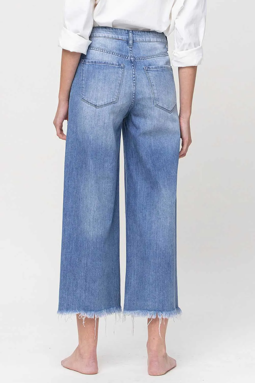 Dixie Super High Rise Crop Frayed Hem Jeans