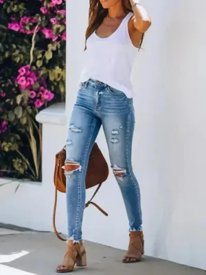 Everyday Midrise Destructed Ankle Skinny Jean-Medium Wash