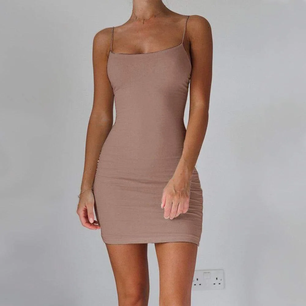 FashionSierra - Women Summer Dress Spaghetti Strap Bodycon  Mini Beach Sundress