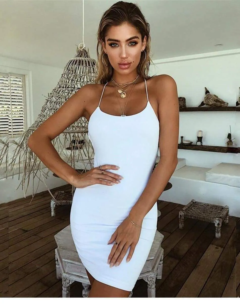 FashionSierra - Women Summer Dress Spaghetti Strap Bodycon  Mini Beach Sundress