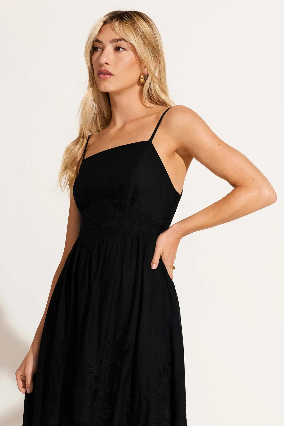 Flora Dress - Black Beachside Broderie