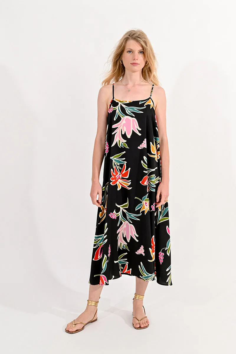 Floral June Black Dress