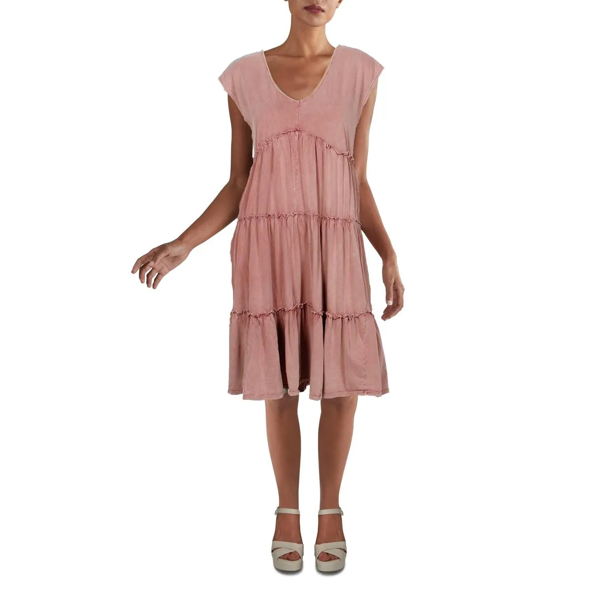 For The Republic Women's Cotton Tiered Short Sleeve Peasant Dress