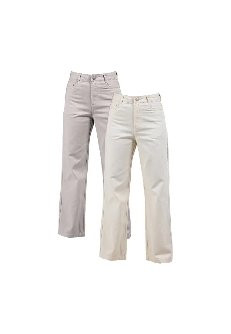 Forest Ladies High Waist Elastic Waist Wide Leg Cut Women Washed Jeans | Seluar Jeans Perempuan - 810490