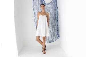 FOUND IN GREECE 90s Eyelet Cotton Trapeze Mini