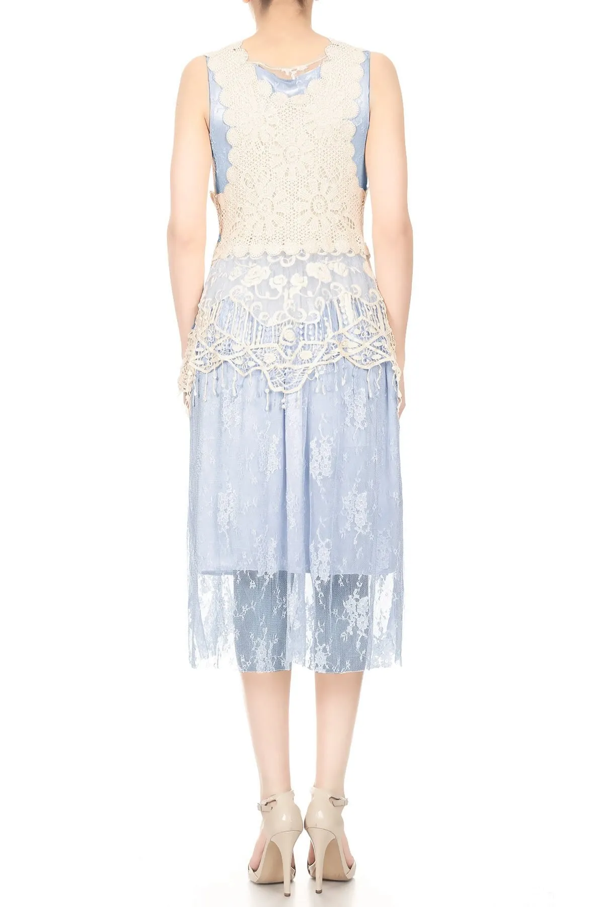 Gatsby Crochet Vest Lace Dress Set