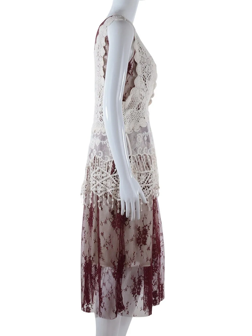 Gatsby Crochet Vest Lace Dress Set