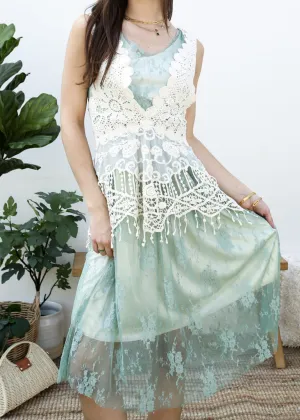 Gatsby Crochet Vest Lace Dress Set