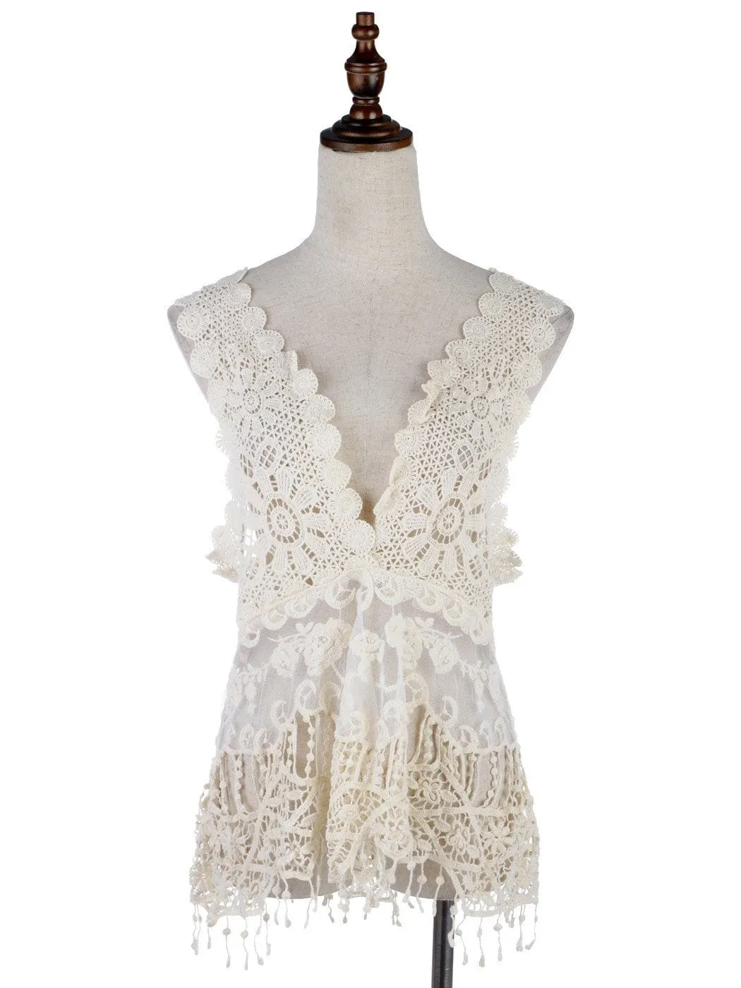 Gatsby Crochet Vest Lace Dress Set