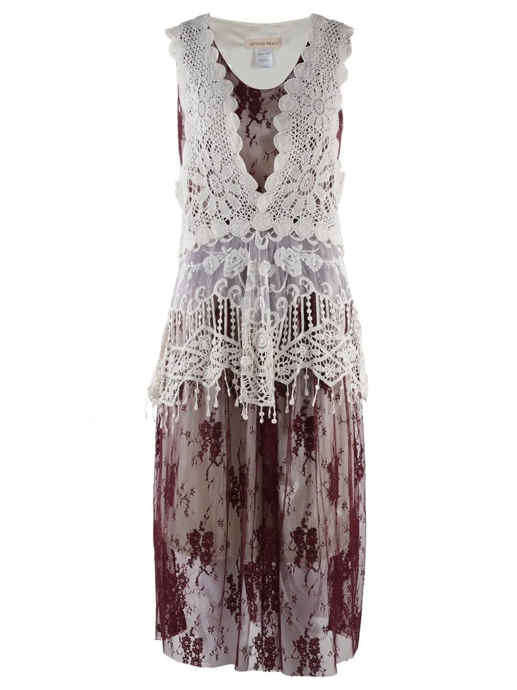 Gatsby Crochet Vest Lace Dress Set