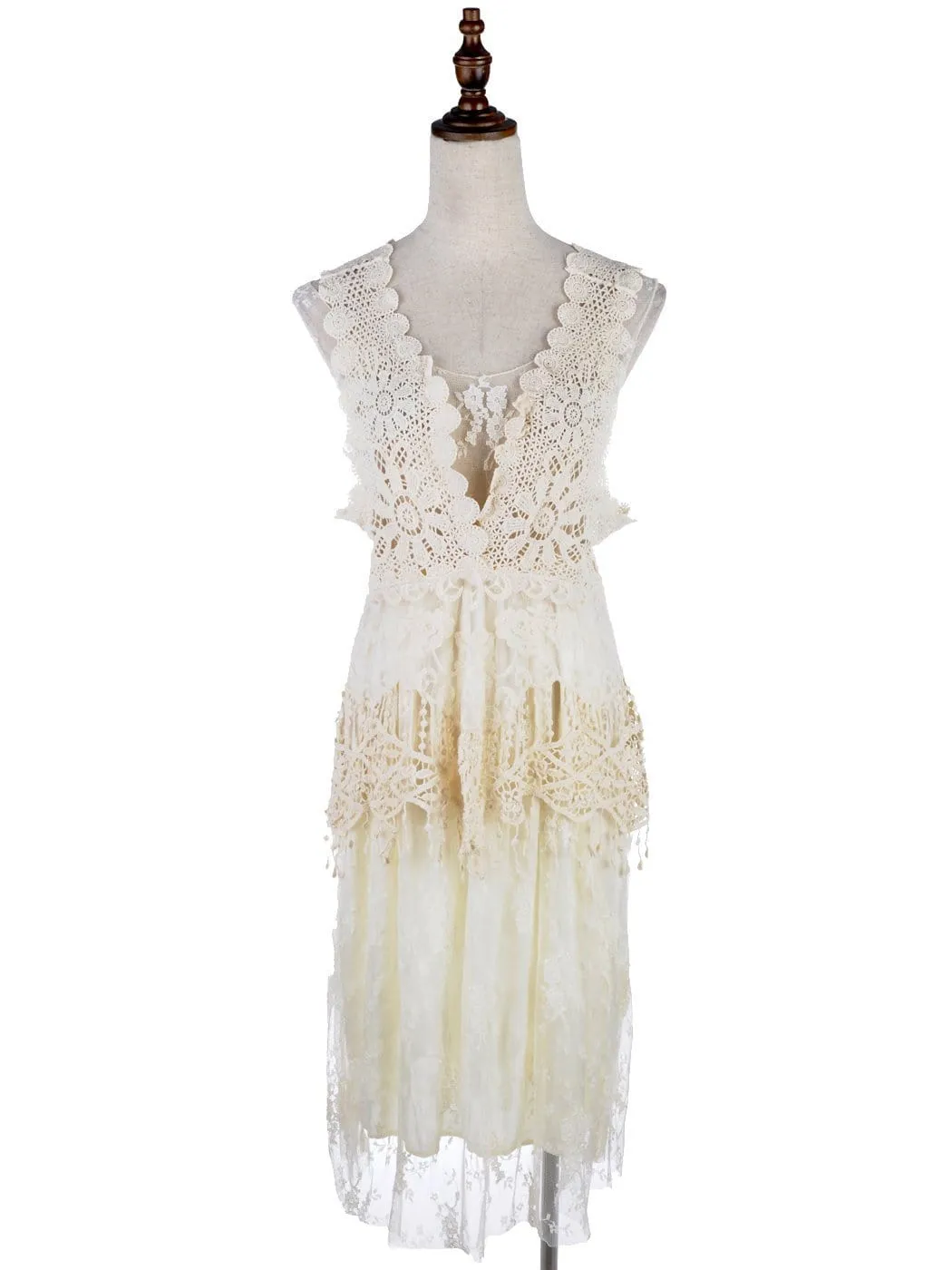 Gatsby Crochet Vest Lace Dress Set