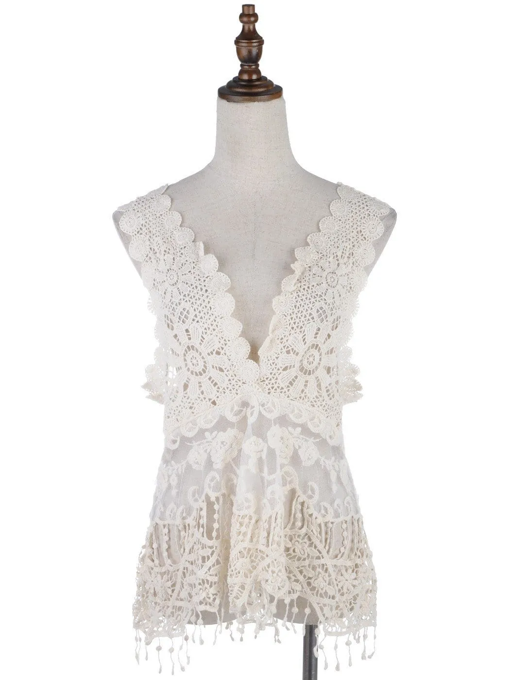 Gatsby Crochet Vest Lace Dress Set
