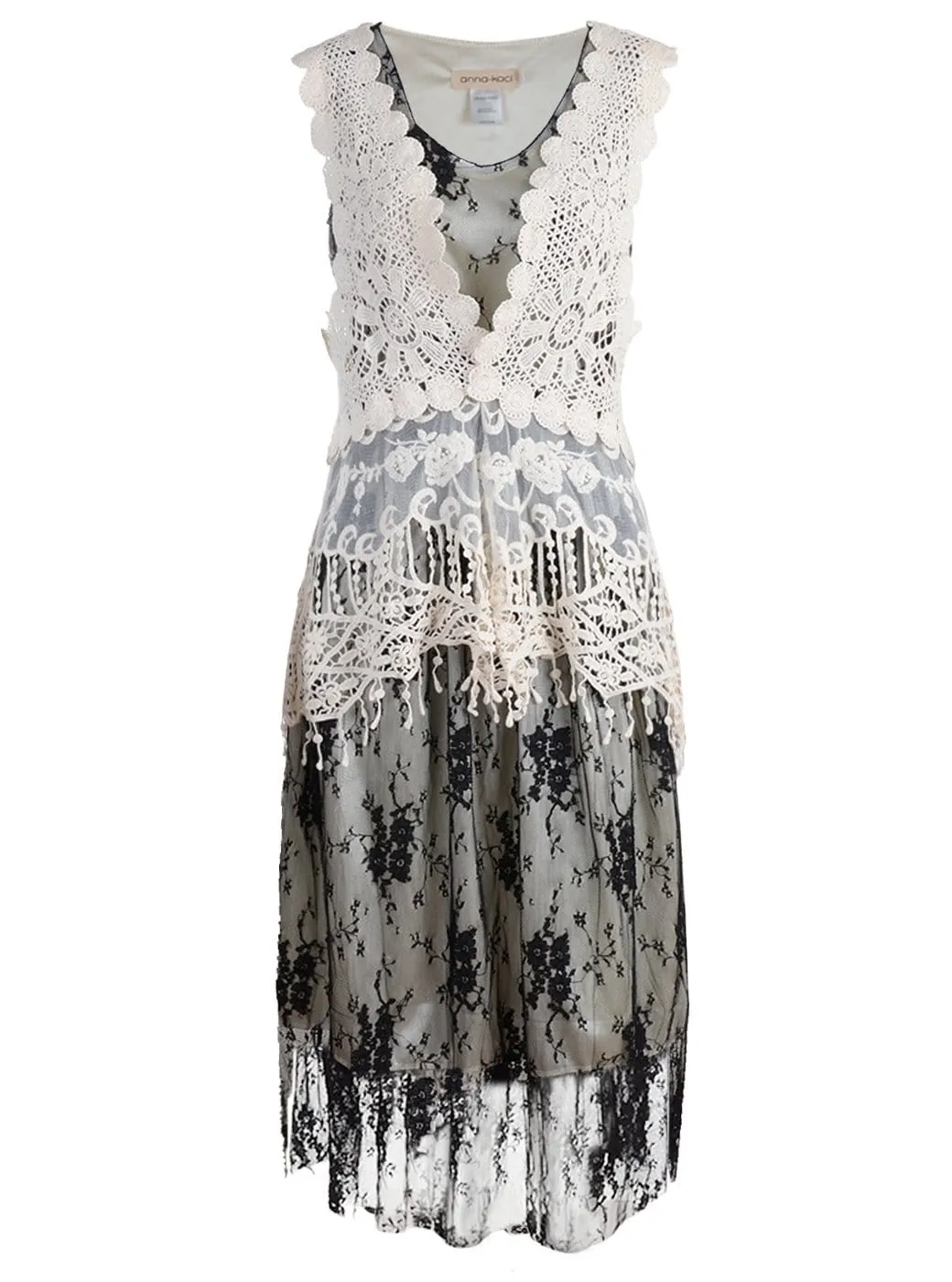 Gatsby Crochet Vest Lace Dress Set