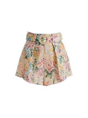 Halliday Tuck Floral Linen Shorts