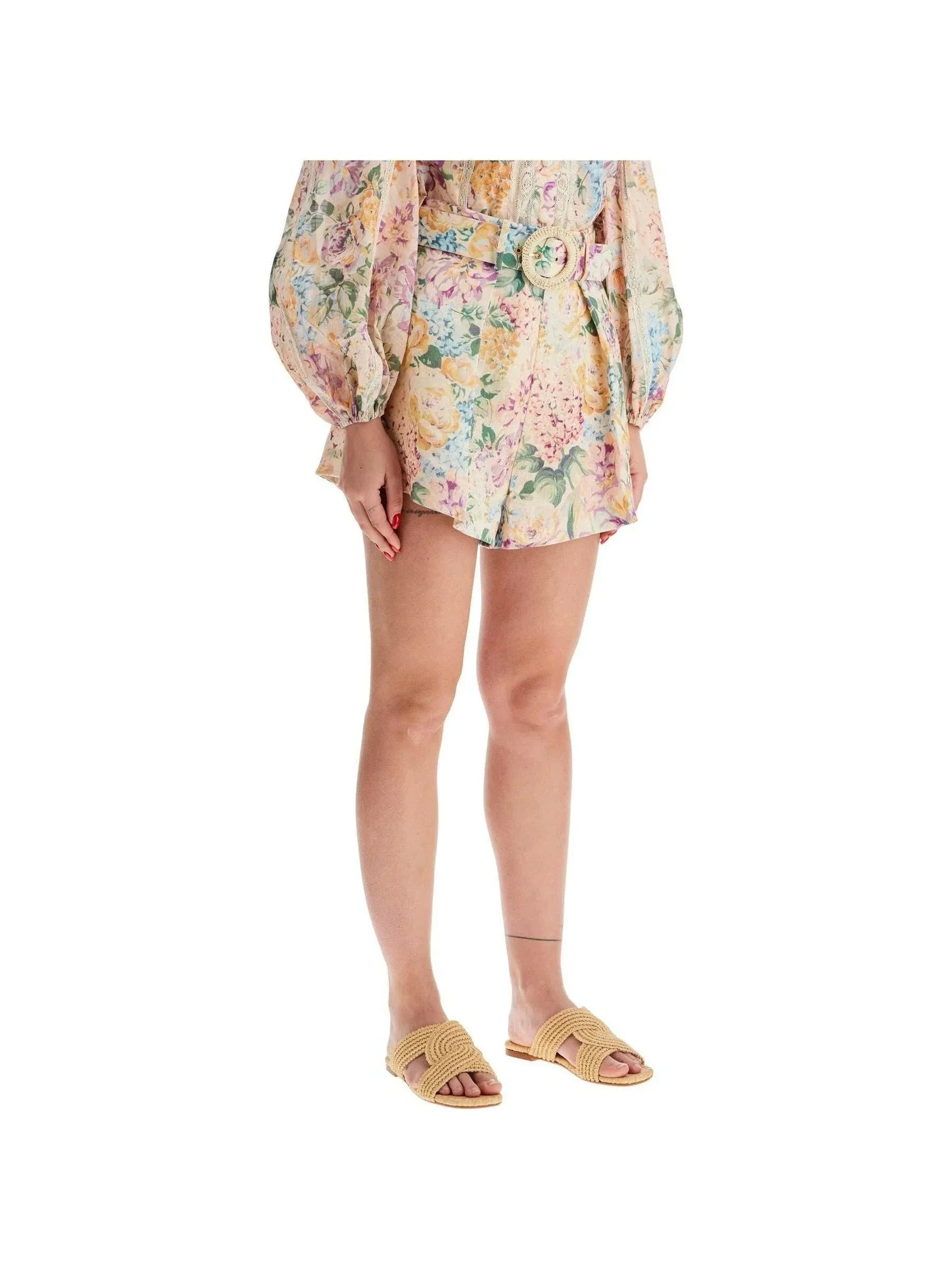 Halliday Tuck Floral Linen Shorts