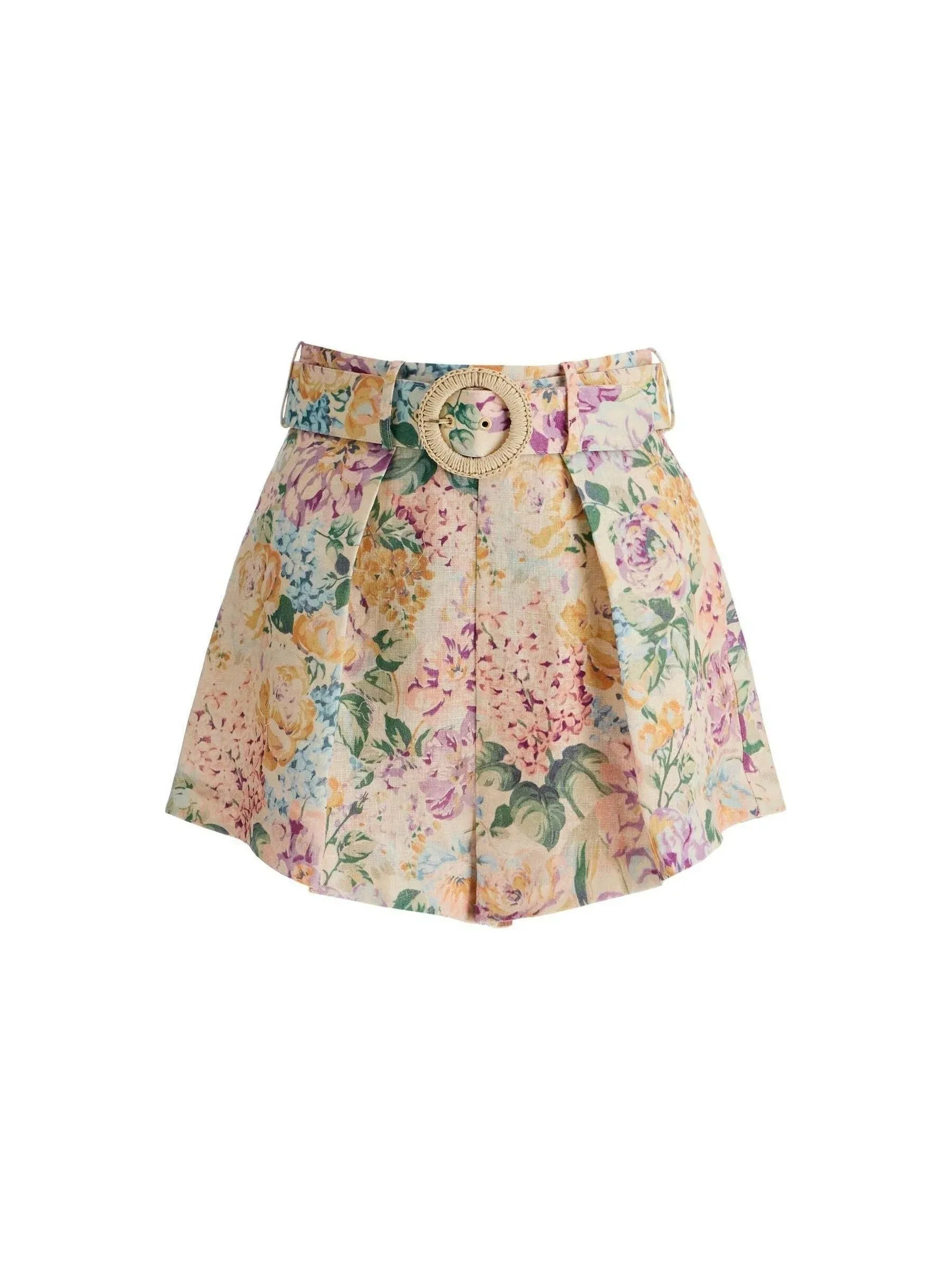 Halliday Tuck Floral Linen Shorts