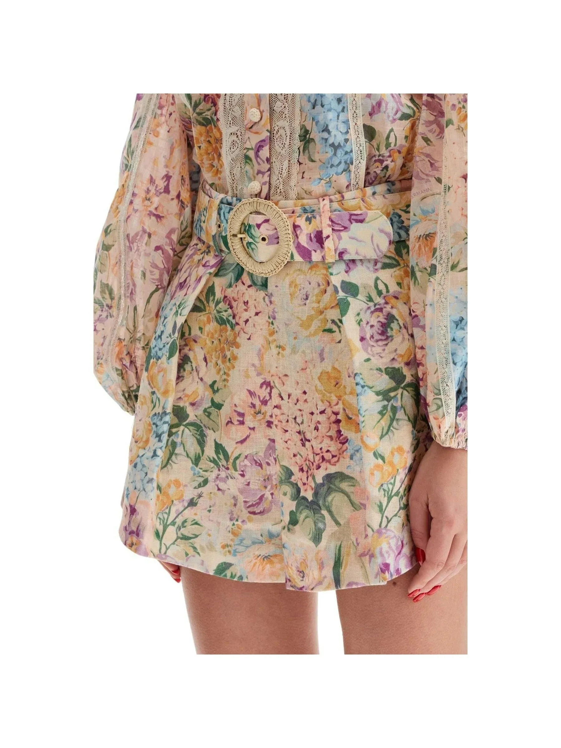 Halliday Tuck Floral Linen Shorts