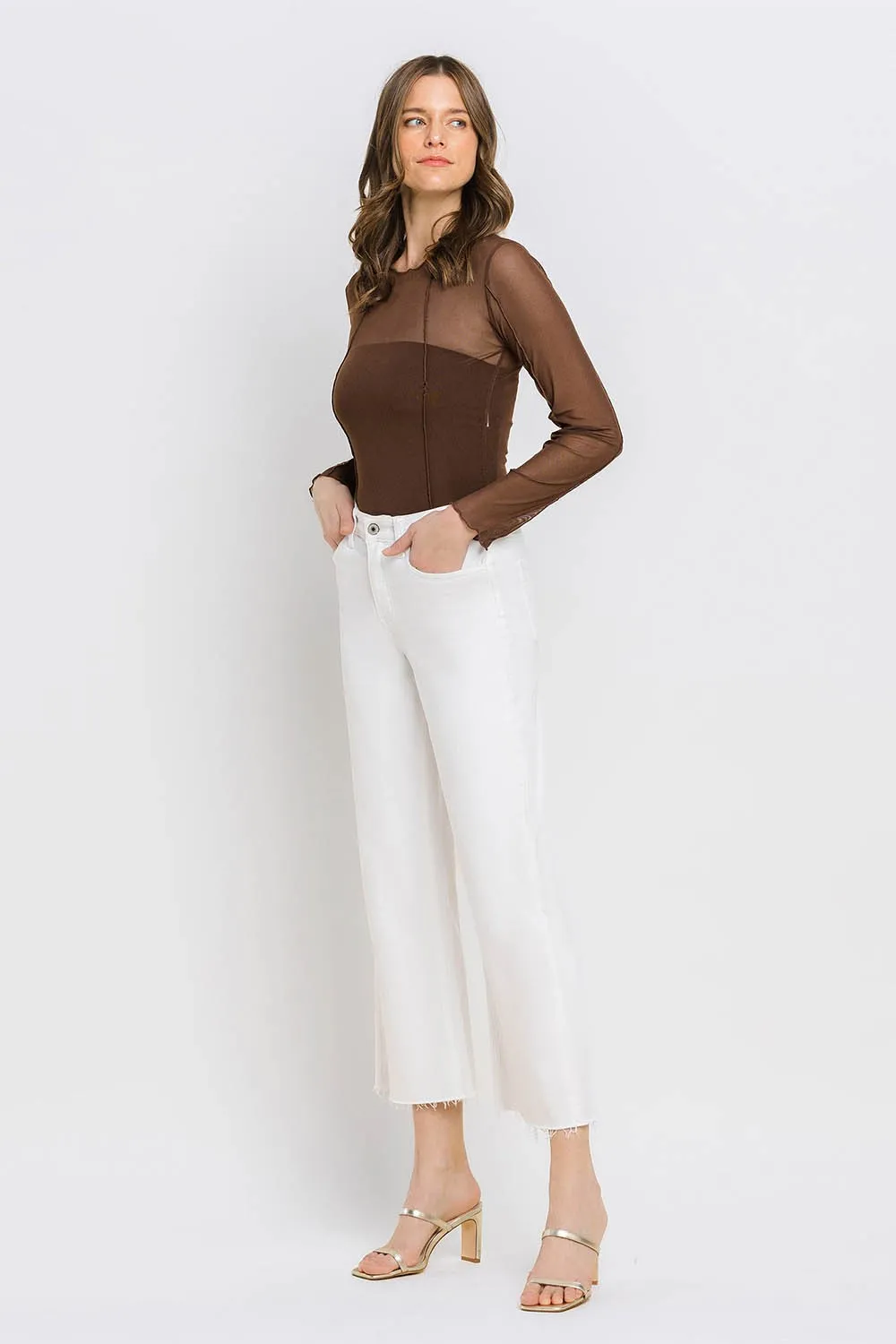 HIGH RISE CROP WIDE LEG JEANS