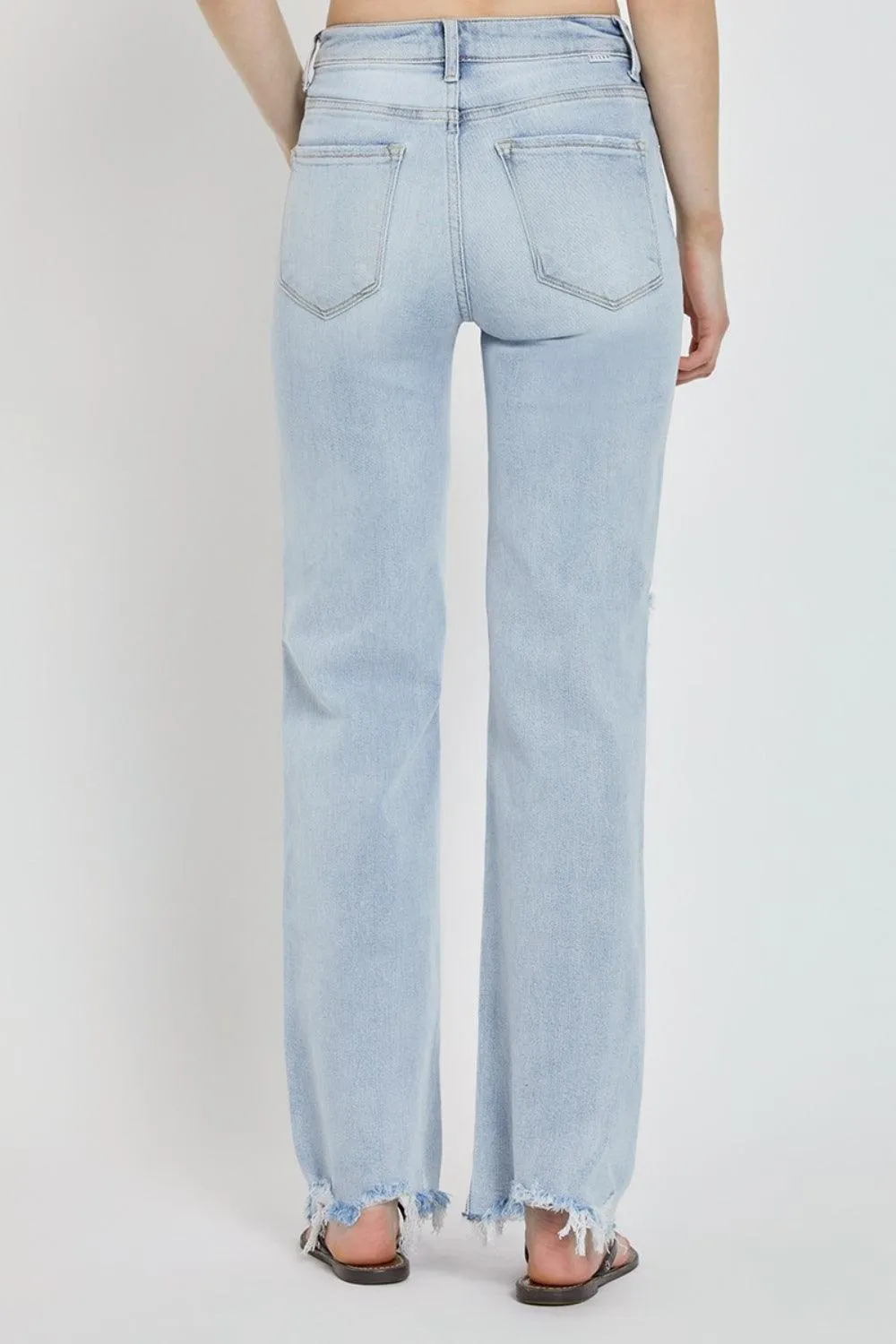 High Rise Distressed Wide Leg Jeans- Regular and Plus Size