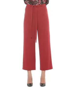 High-waisted trousers with waistbelt